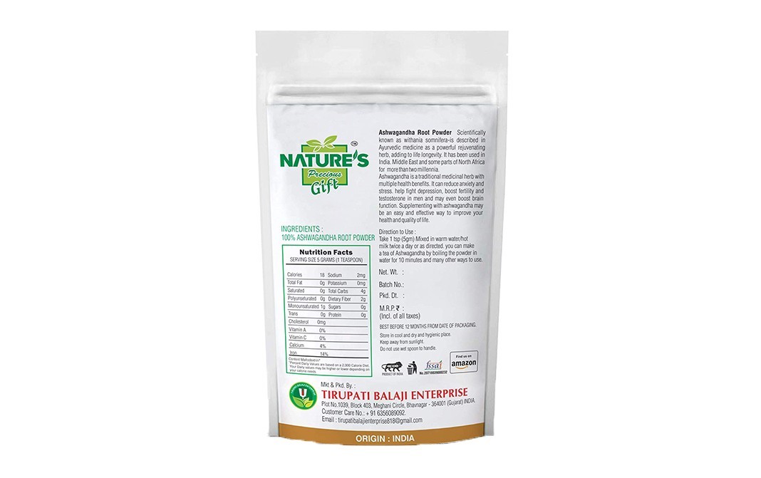 Nature's Gift Ashwagandha Root Powder    Pack  200 grams